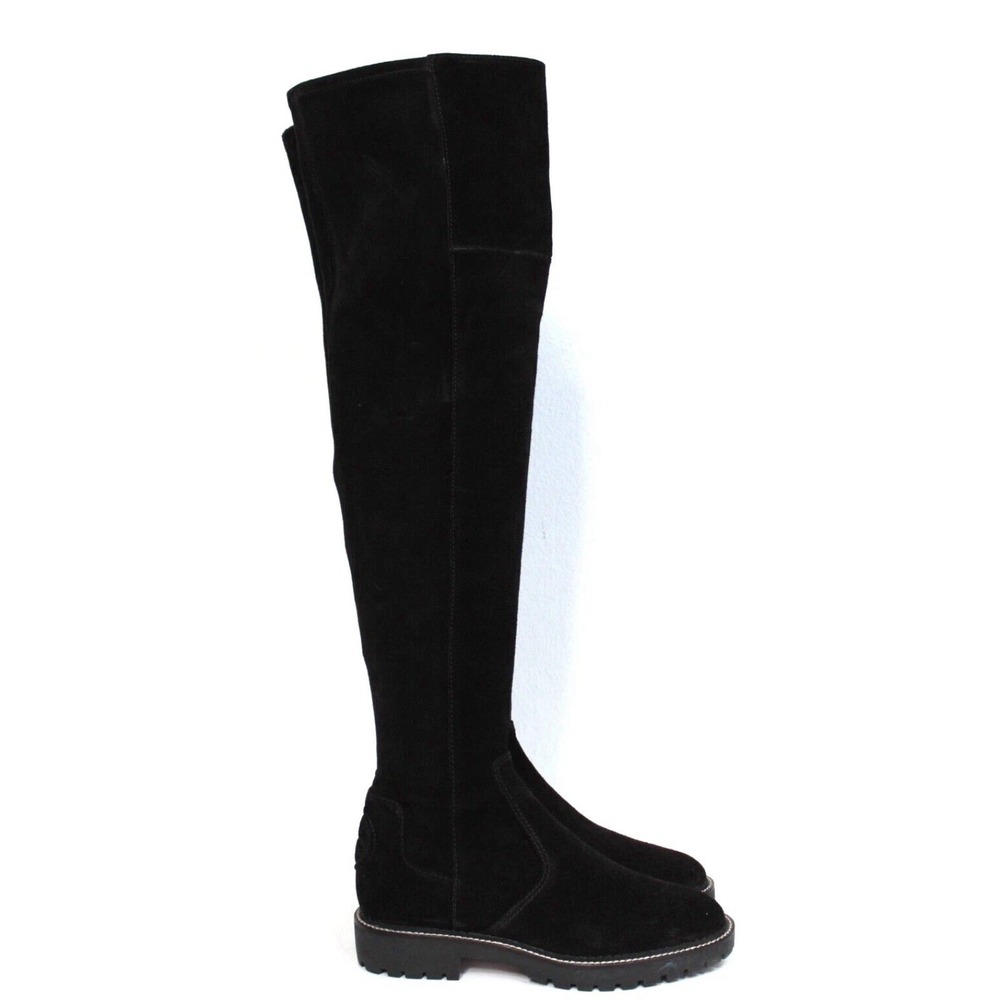 Tory Burch Black Suede Logo Miller Over the Knee Tall Logo Boot Shoes Size 7.5